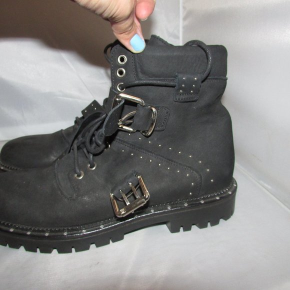 Free People Mountain Brook Hiker Black Buckle Boot Size 39 Preowned - Picture 2 of 5